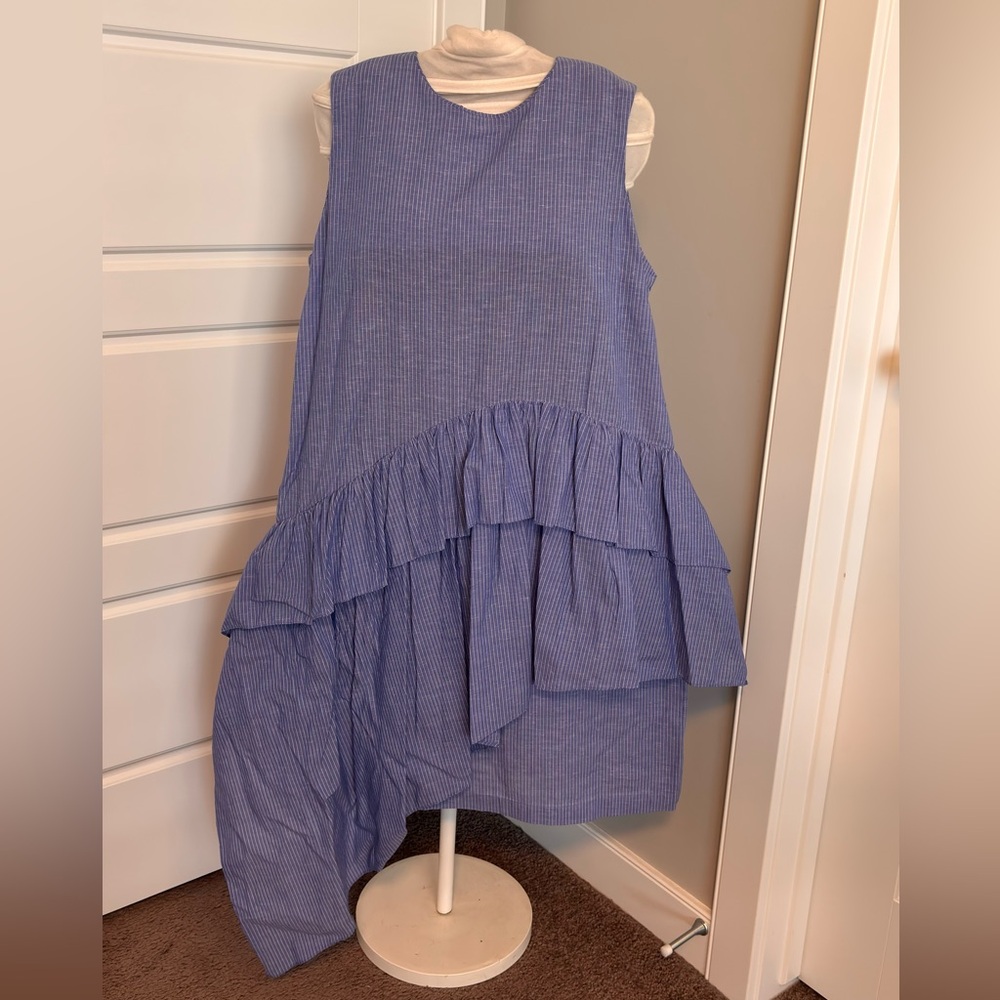 Peppermint Blue Pinstripe Sleeveless Top